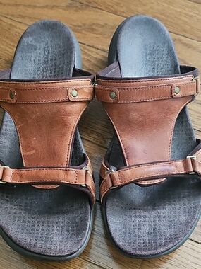 Merrell Brown Leather Slide Sandals